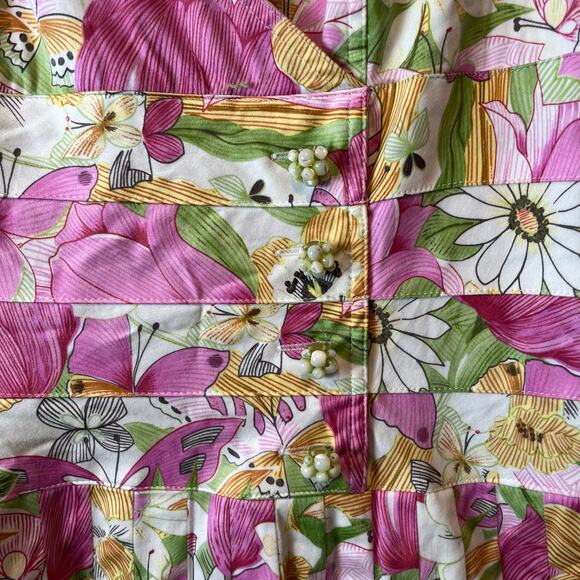 Kay Unger Y2K Floral Fit Flare Dress 6 Cotton Coquette Whimsical Retro vintage - Picture 9 of 9